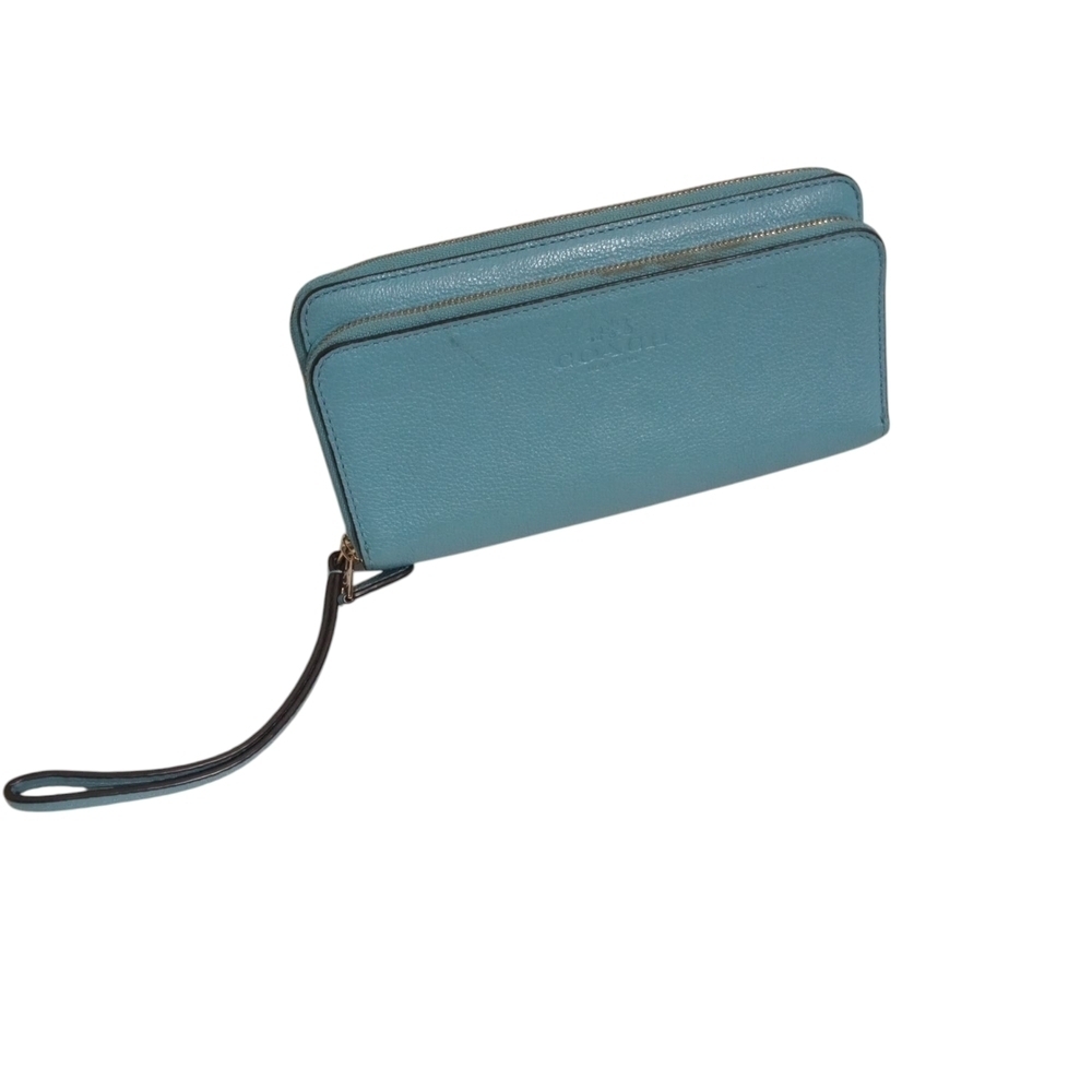 Blue Leather Wristlet Wallet